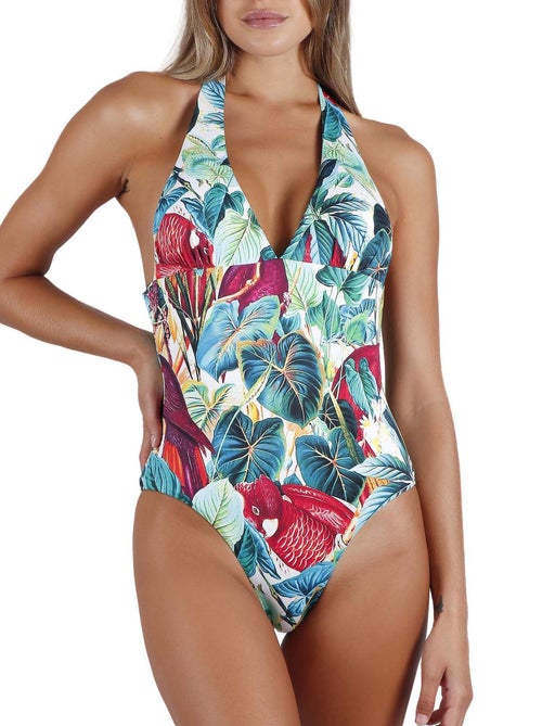 Maillot de bain 1 pièce dos nu préformé tropical - Kiabi