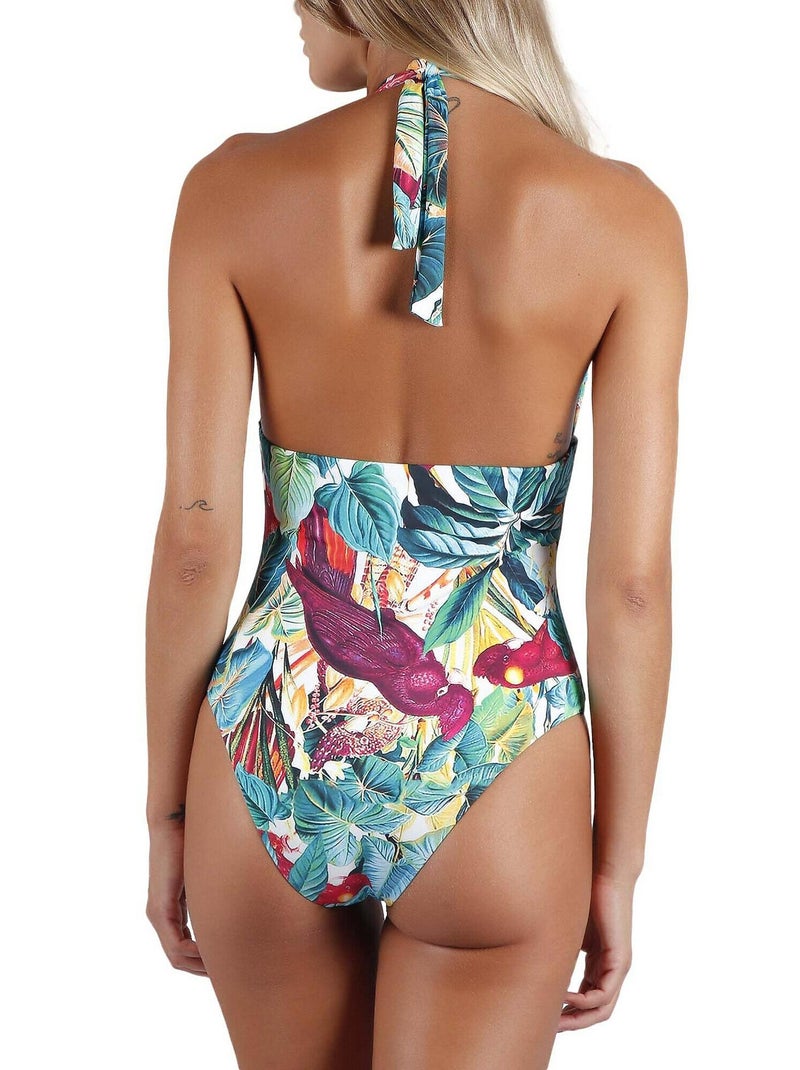 Maillot de bain 1 pièce dos nu préformé tropical Multicolore - Kiabi