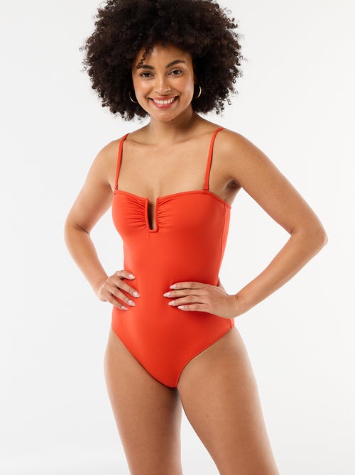 Maillot de bain 1 pièce encolure carrée - Kiabi