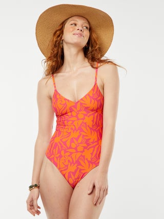 Maillot de bain 1 pièce imprimé feuillage