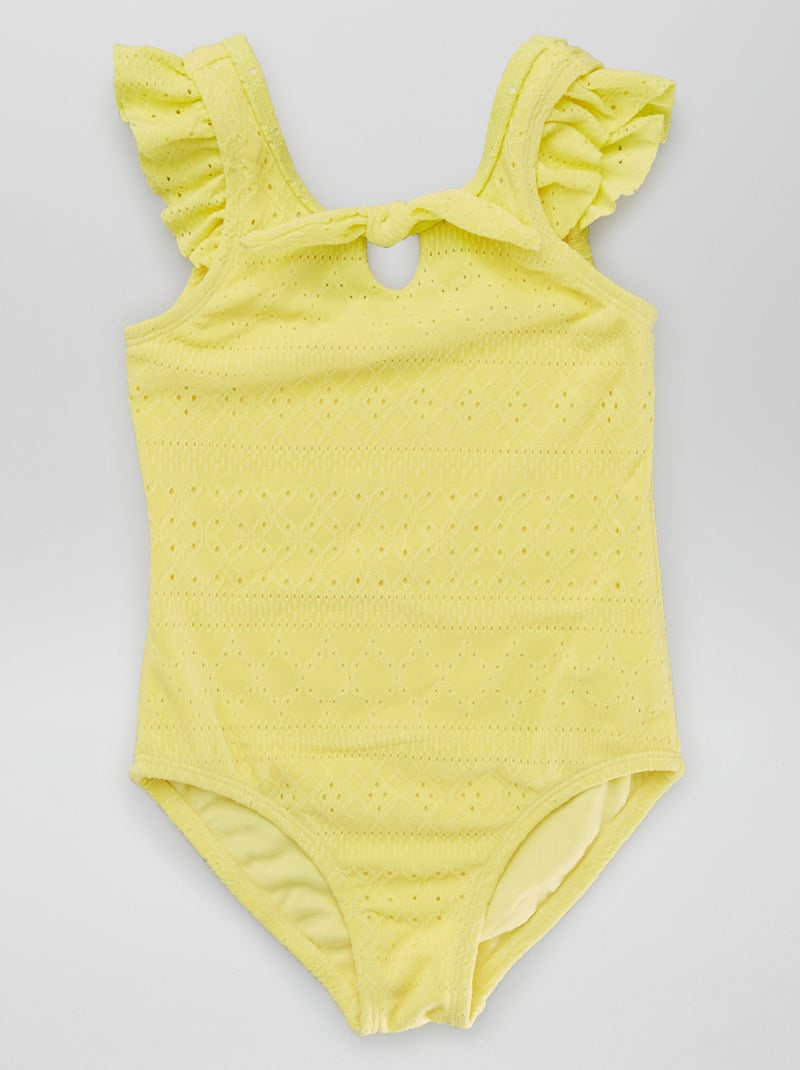 Maillot de bain 1 pièce maille tricot jaune - Kiabi