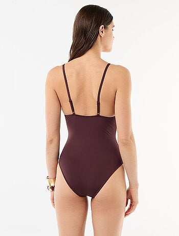 Maillot de bain 1 pièce plongeant avec bijou