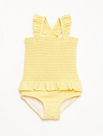 Maillot de bain 1 pièce smocké à volants