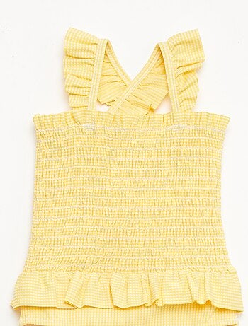 Maillot de bain 1 pièce smocké à volants