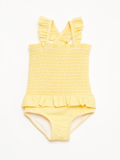 Maillot de bain 1 pièce smocké à volants - Kiabi