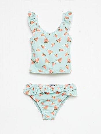 Maillot de bain 2 pièces avec effet volanté