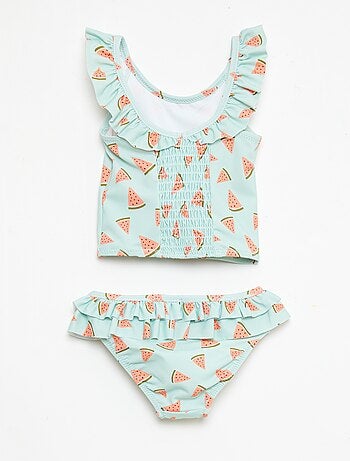 Maillot de bain 2 pièces avec effet volanté