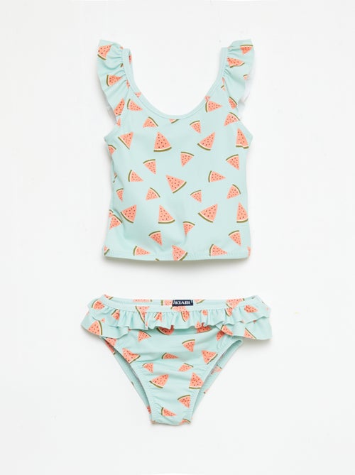 Maillot de bain 2 pièces avec effet volanté - Kiabi
