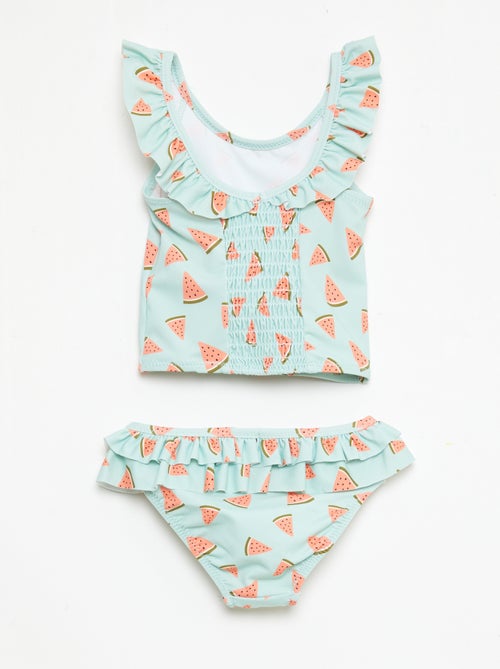Maillot de bain 2 pièces avec effet volanté - Kiabi