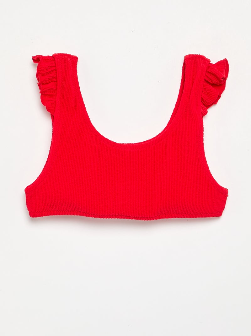 Maillot de bain 2 pièces avec volants Rouge - Kiabi