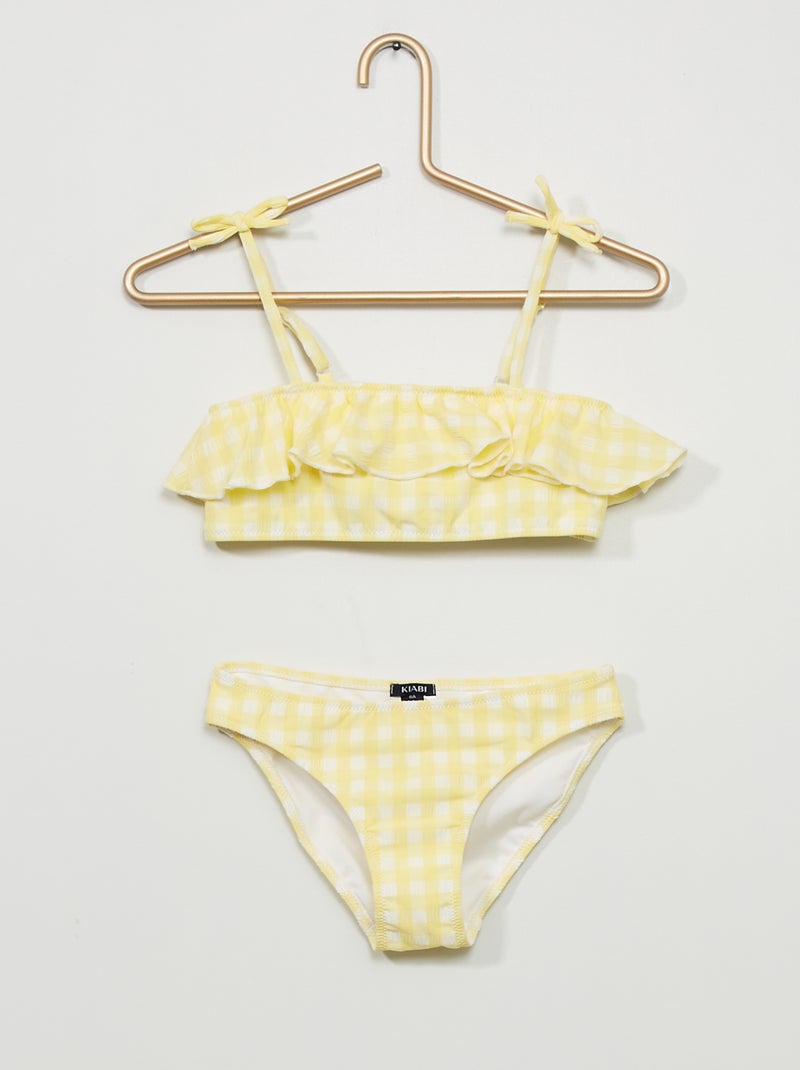Maillot de bain 2 pièces grand volant Jaune - Kiabi