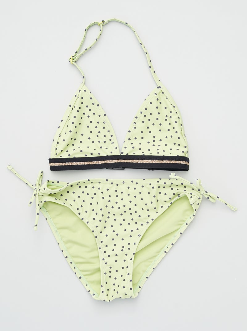 Maillot de bain 2 pièces motif pois vert - Kiabi