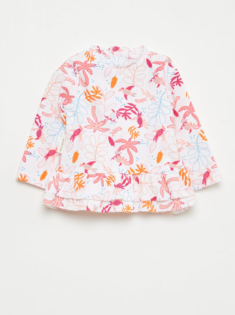Maillot de bain 2 pièces 'Petit Béguin' T-shirt + culotte Corail - Kiabi