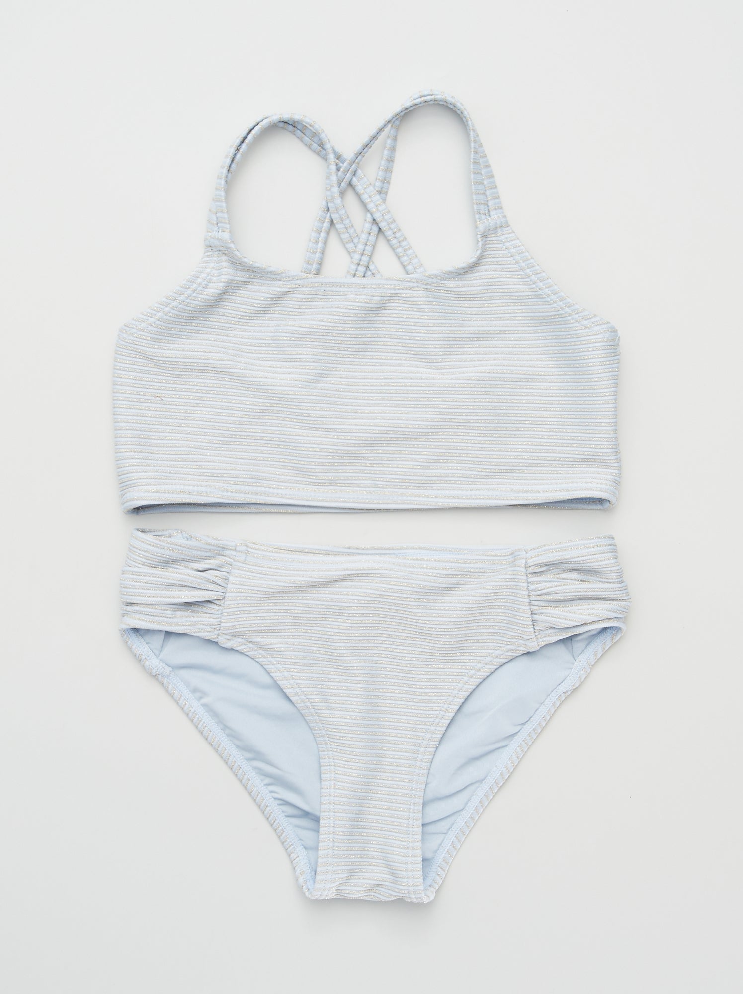 Maillot De Bain 2 Pi ces Rayures Paillet es Bleu gris 12 00 Kiabi Maillot De Bain 2 Pi ces Rayures Paillet es Bleu gris 12 00 Kiabi