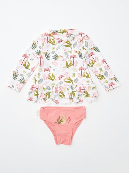 Maillot de bain à manches longues + culotte 'Petit Béguin' - 2 pièces - Kiabi