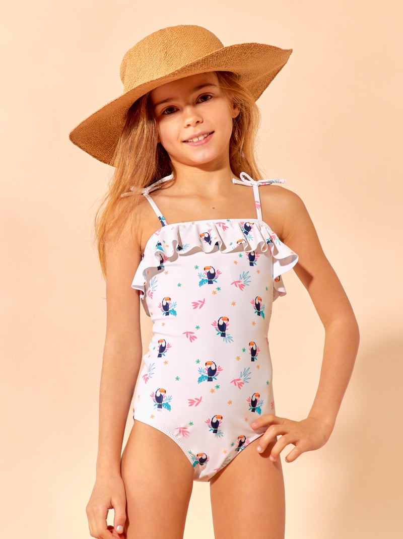 Maillot de bain avec nœuds - 1 pièce Blanc - Kiabi