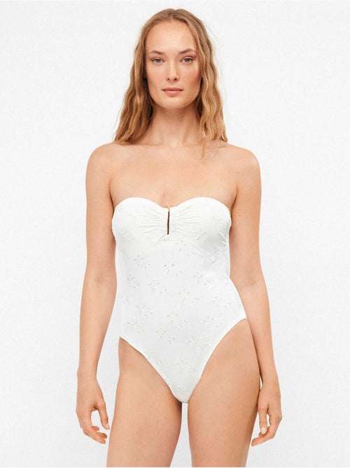 Maillot de bain bandeau tissu brodé - Kiabi
