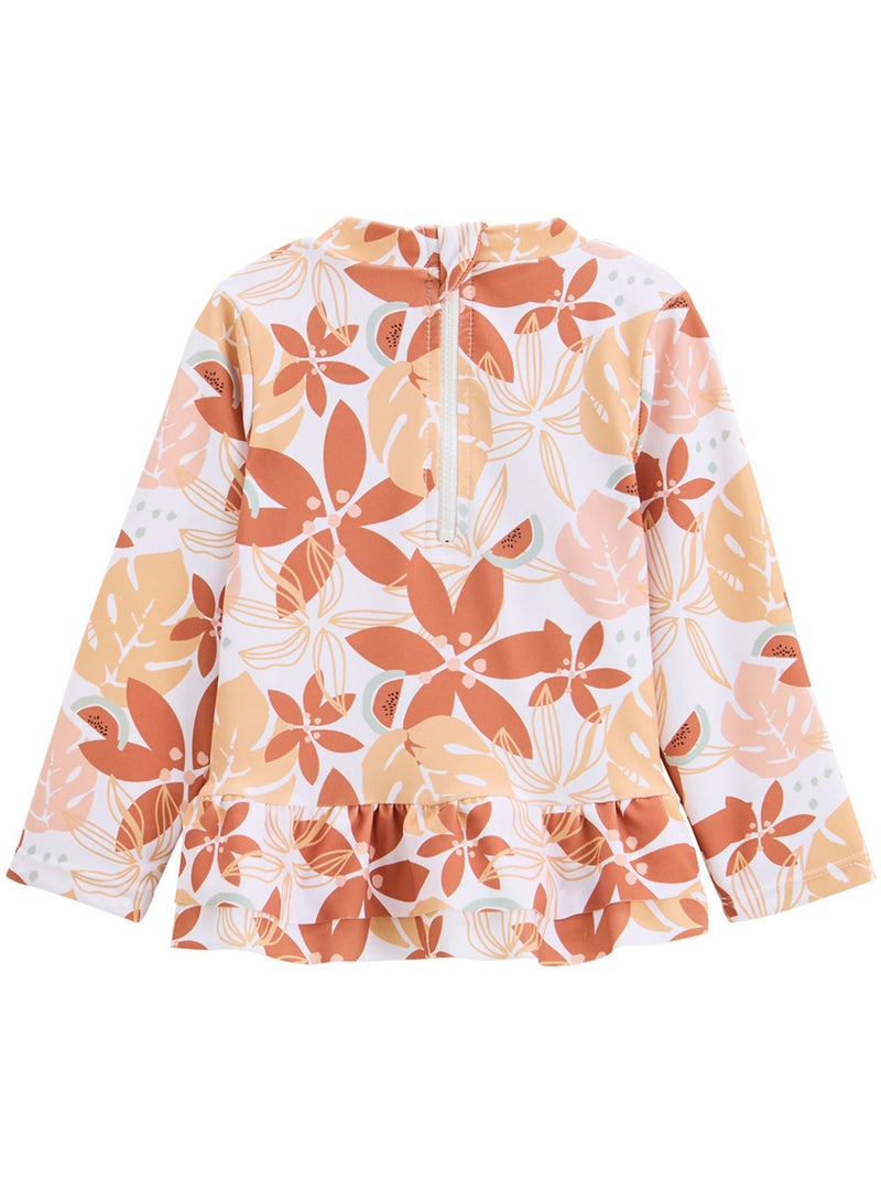 Maillot de bain b?b? 2 pi?ces t-shirt de protection UV et culotte Cassis Orange corail - Kiabi