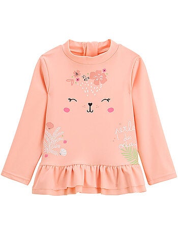 Maillot de bain bébé 2 pièces t-shirt de protection uv et culotte rosara