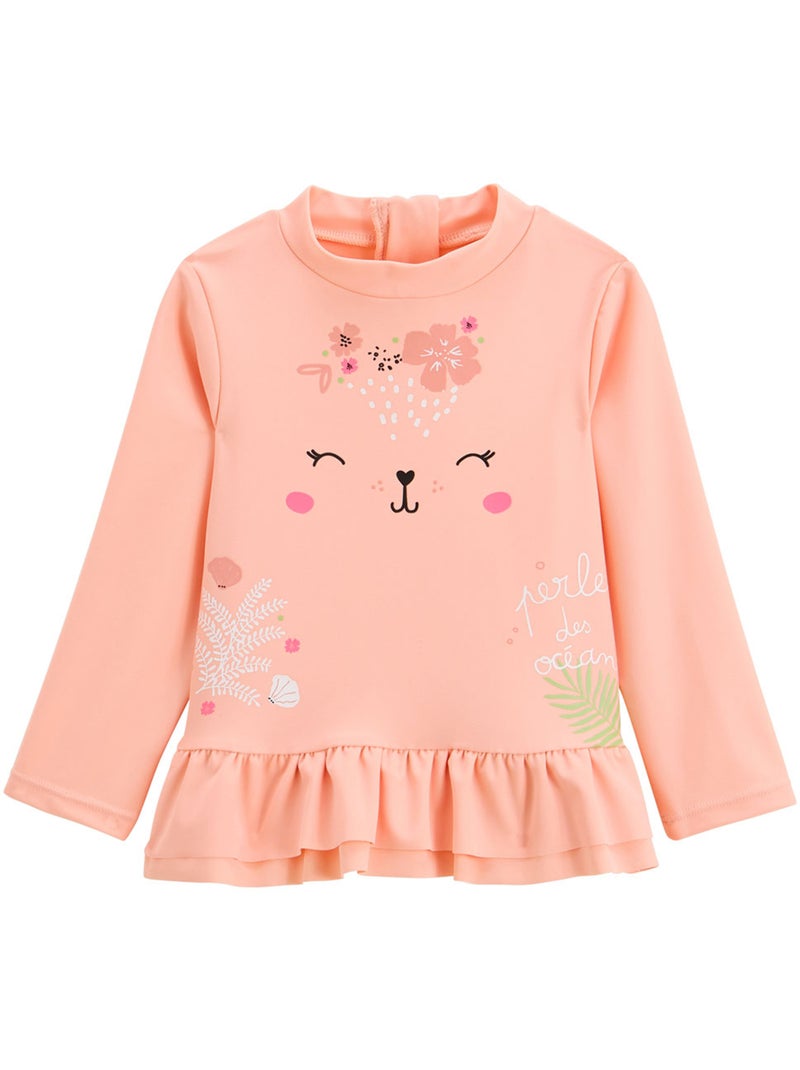 Maillot de bain bébé 2 pièces t-shirt de protection UV et culotte Rosara Peche - Kiabi