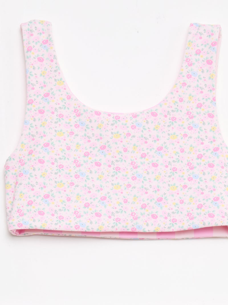 Maillot de bain imprimé réversible - 2 pièces Rose - Kiabi