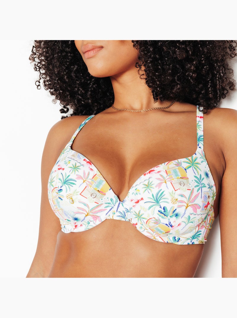 Maillot de bain plunge ampliforme papaye - rougegorge lingerie Blanc Multicolore - Kiabi
