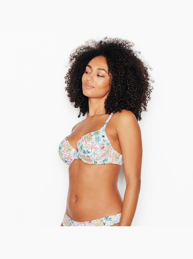 Maillot de bain plunge ampliforme papaye - rougegorge lingerie Blanc Multicolore - Kiabi