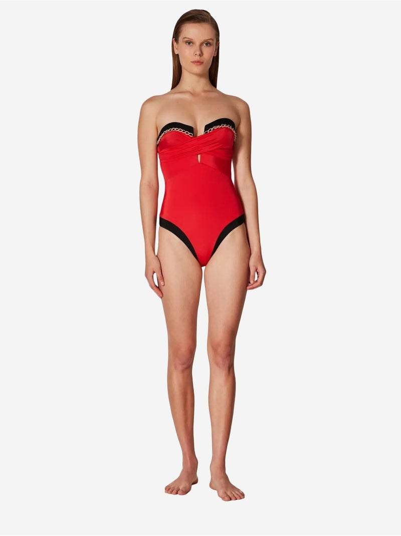 Maillot de bain quartz avec détail en métal penti Rouge - Kiabi