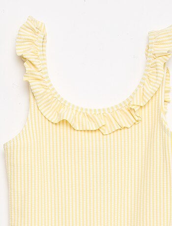 Maillot de bain rayé volanté extensible