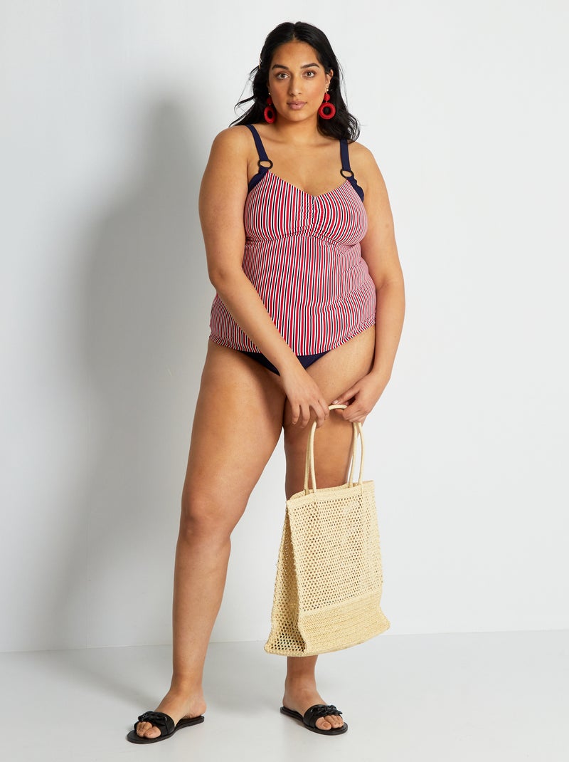 Maillot de bain tankini 2 pièces Rouge/bleu marine - Kiabi