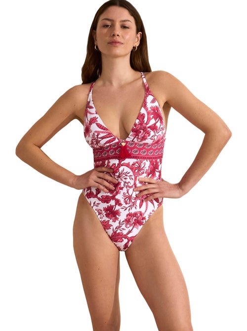 Maillot de bain une pièce triangle préformé acanthus - Kiabi Maillot de bain une pièce triangle préformé acanthus - Kiabi