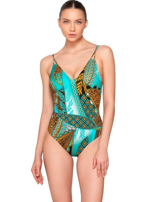 Maillot de bain une pièce triangle préformé jade - Kiabi Maillot de bain une pièce triangle préformé jade - Kiabi