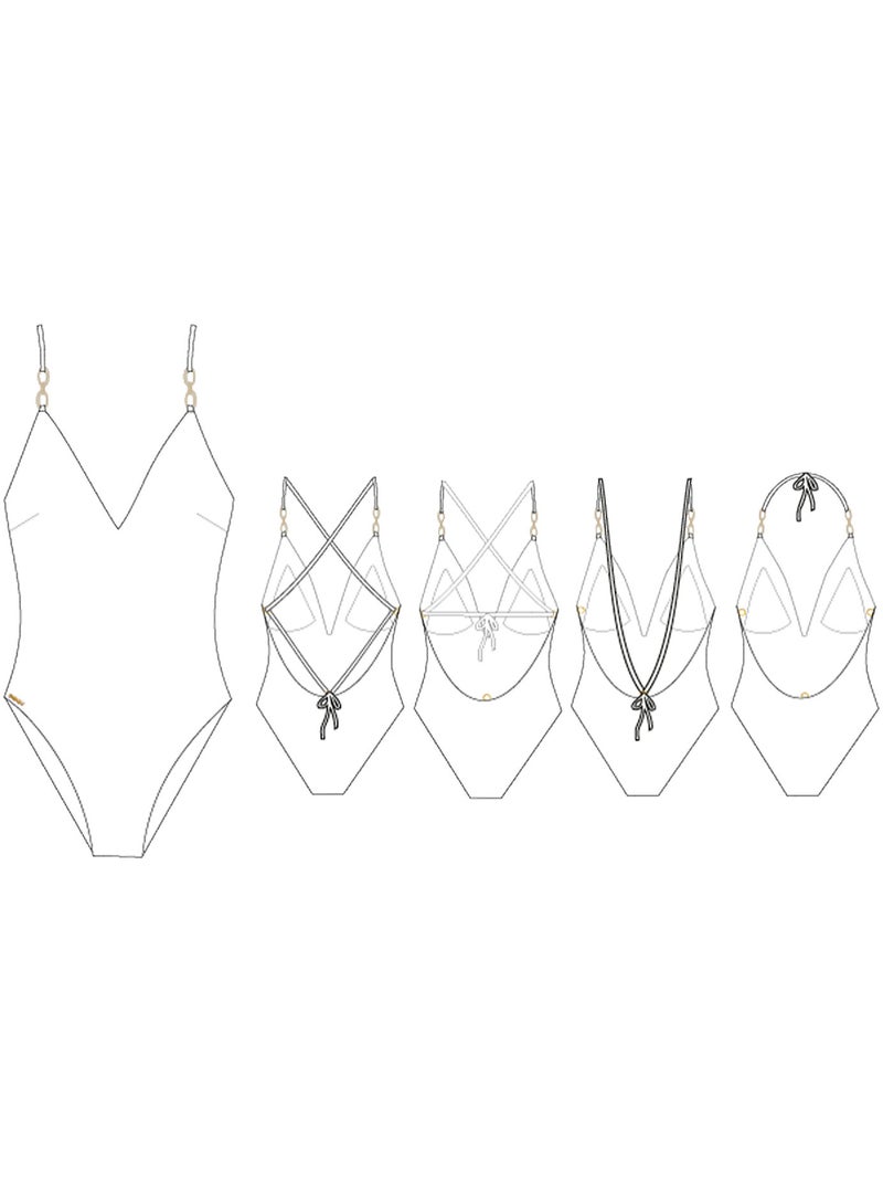 Maillot de bain une pièce triangle préformé multiposition sanfrancisco Bleu marine - Kiabi