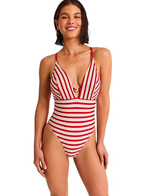 Maillot de bain une pièce triangle préformé sailor - Kiabi Maillot de bain une pièce triangle préformé sailor - Kiabi
