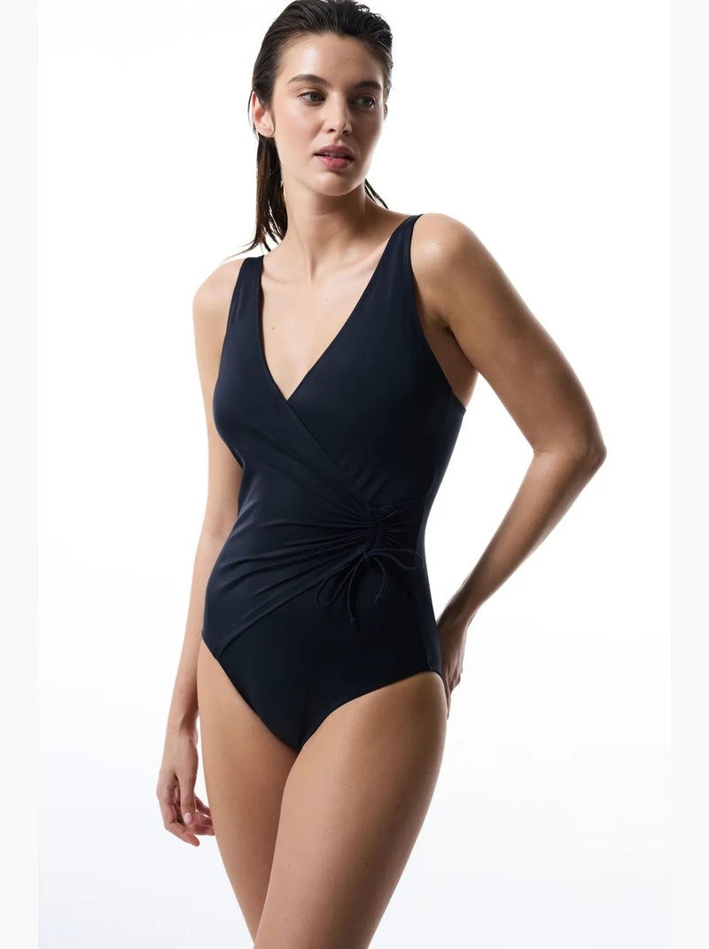 Maillot de bain une pièce twist à corset penti Noir - Kiabi