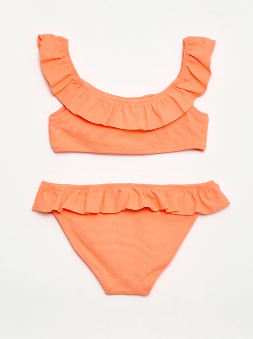 Maillot de bain volanté en maille - 2 pièces - Kiabi