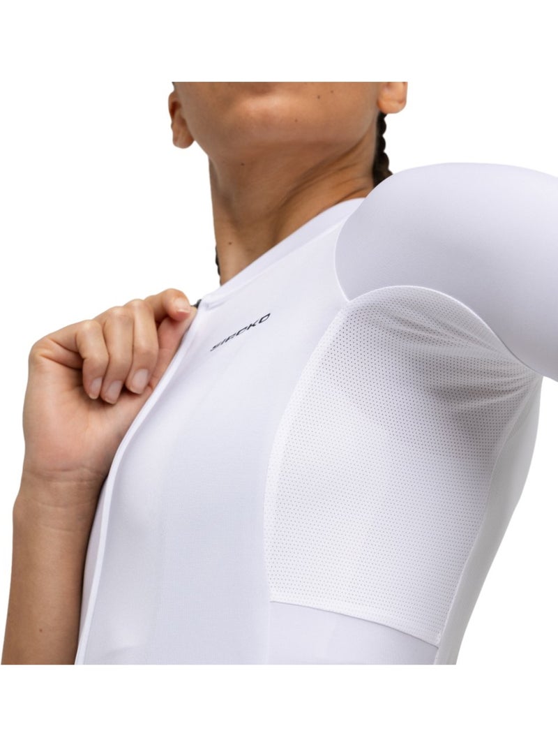 Maillot vélo manches courtes en tissu recyclé femme cyclisme femme m6r pure Blanc - Kiabi