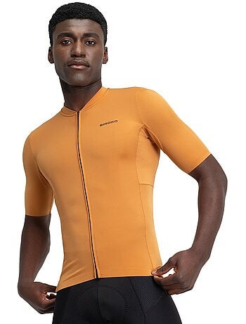 Maillot vélo manches courtes en tissu recyclé homme cyclisme homme m6r apricot