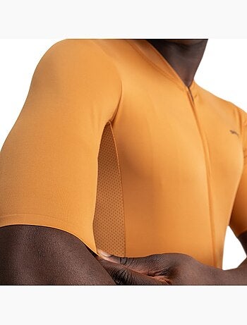 Maillot vélo manches courtes en tissu recyclé homme cyclisme homme m6r apricot
