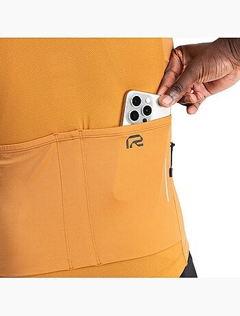 Maillot vélo manches courtes en tissu recyclé homme cyclisme homme m6r apricot
