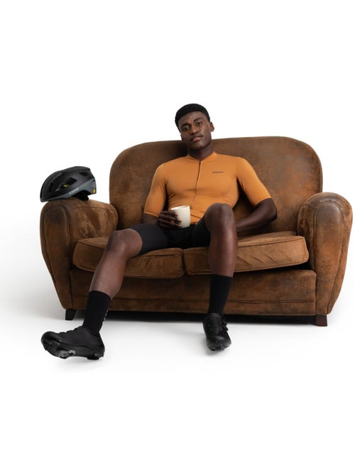 Maillot vélo manches courtes en tissu recyclé homme cyclisme homme m6r apricot - Kiabi
