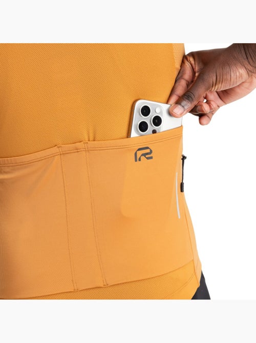 Maillot vélo manches courtes en tissu recyclé homme cyclisme homme m6r apricot - Kiabi