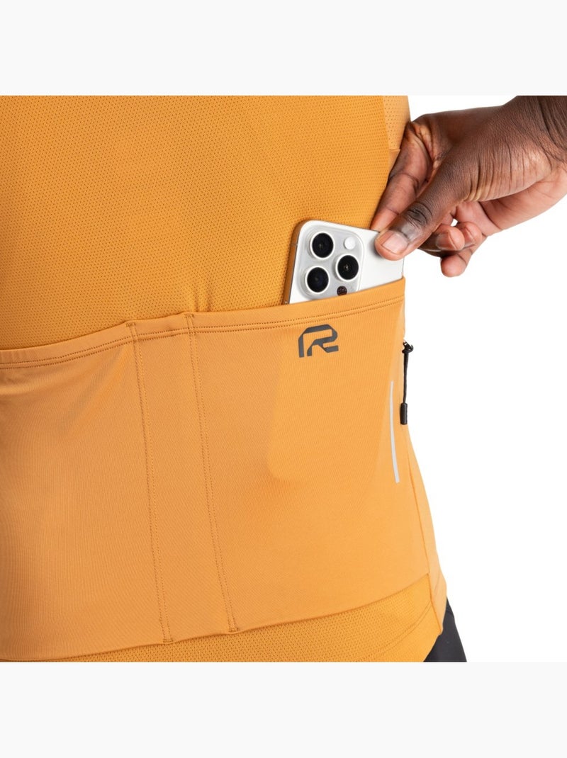 Maillot vélo manches courtes en tissu recyclé homme cyclisme homme m6r apricot Orange - Kiabi
