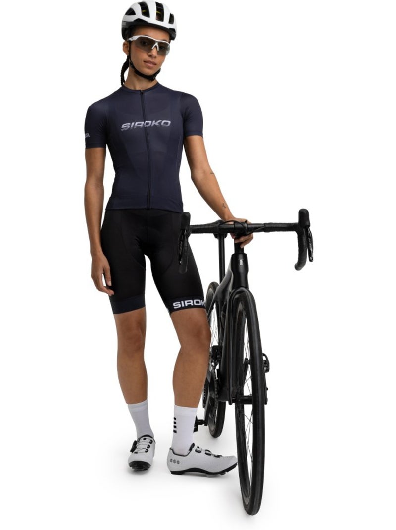 Maillot vélo mesh manches courtes femme cyclisme femme m8 route Noir - Kiabi