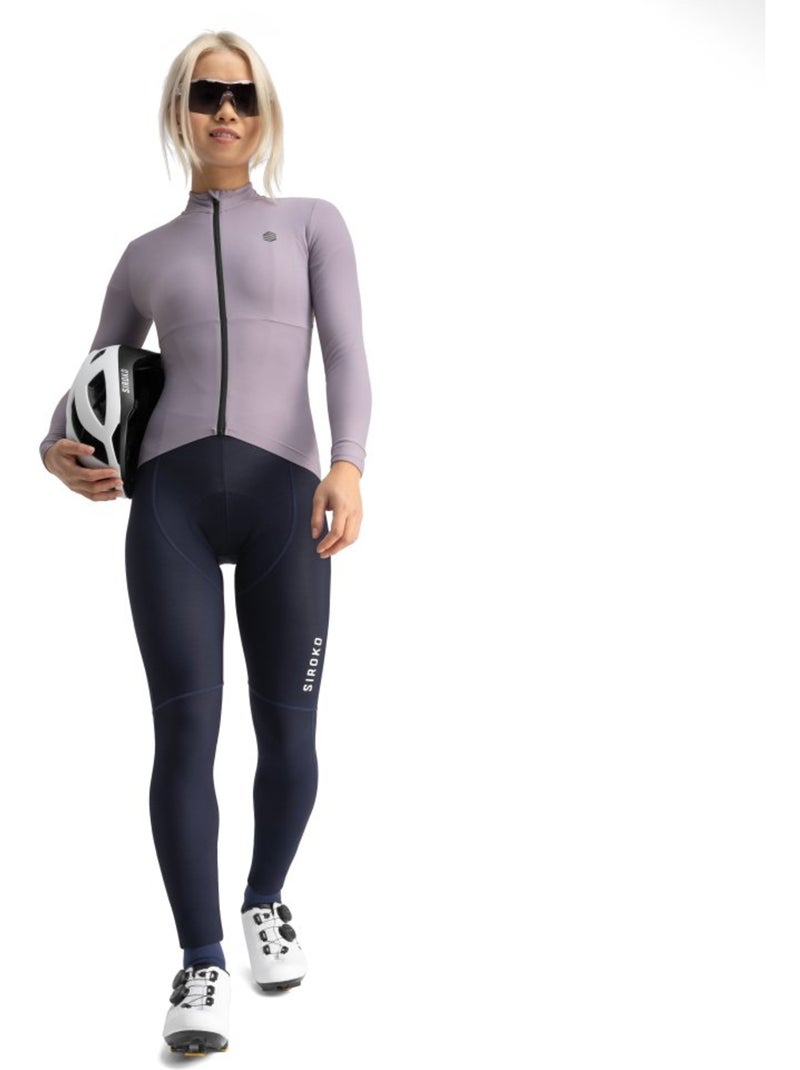 Maillot vélo thermique manches longues femme cyclisme femme m7 vivione Lavande - Kiabi