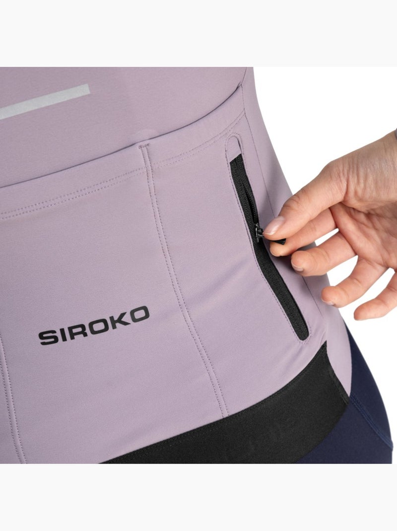 Maillot vélo thermique manches longues femme cyclisme femme m7 vivione Lavande - Kiabi
