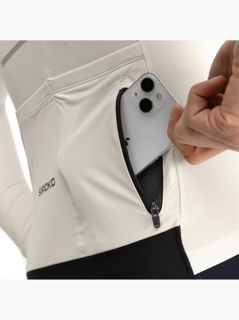 Maillot vélo thermique manches longues homme cyclisme homme m7 egret Blanc - Kiabi