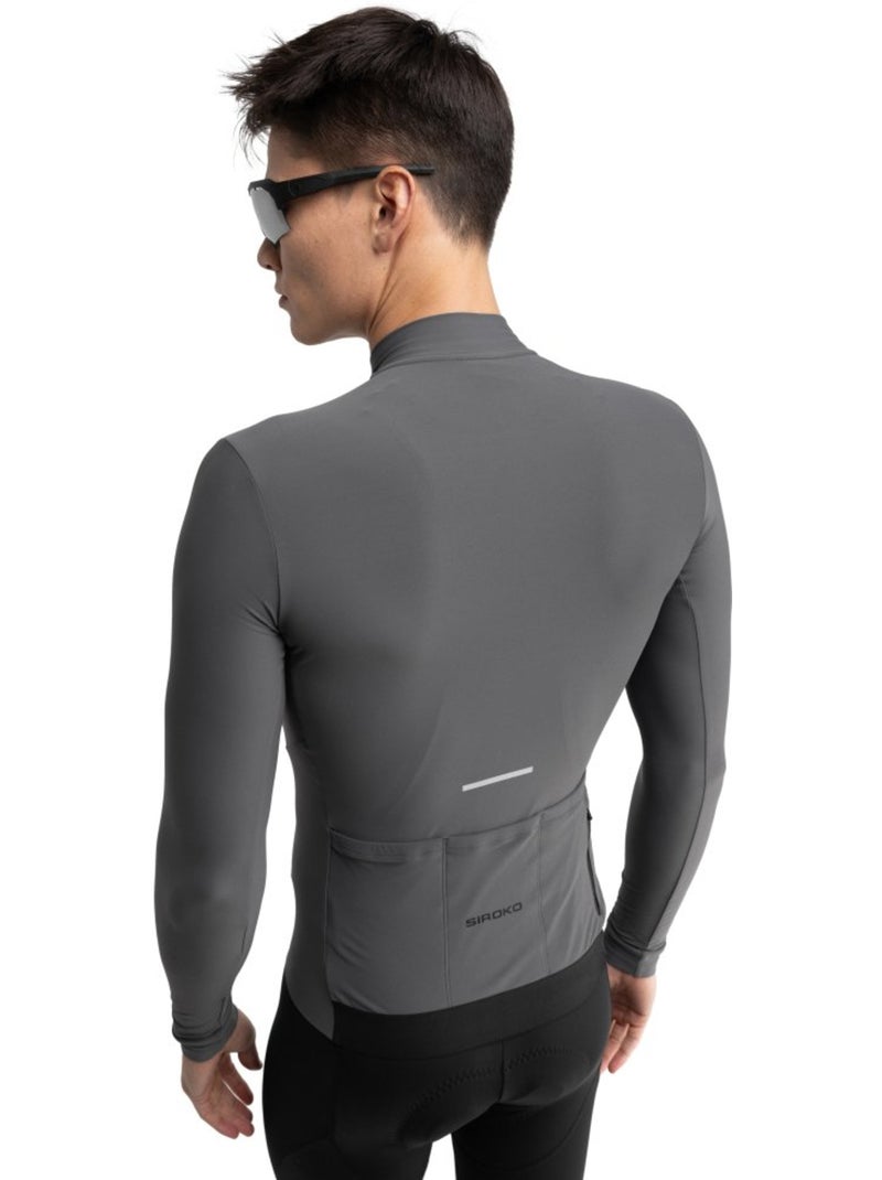 Maillot vélo thermique manches longues homme cyclisme homme m7 sampeyre Blanc Gris - Kiabi