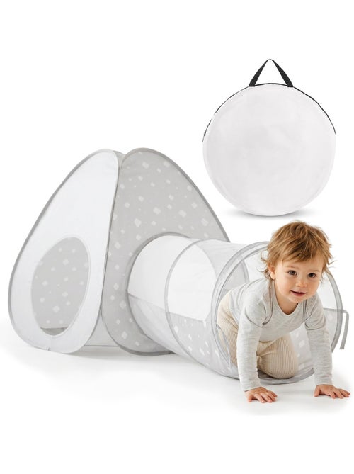 Mamabrum 2-in-1 pop-up speeltent voor kinderen vanaf 3 jaar – tipi en kruiptunnel, grijs en wit - Kiabi Mamabrum 2-in-1 pop-up speeltent voor kinderen vanaf 3 jaar – tipi en kruiptunnel, grijs en wit - Kiabi