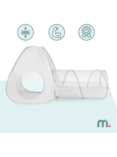 Mamabrum 2-in-1 pop-up speeltent voor kinderen vanaf 3 jaar – tipi en kruiptunnel, grijs en wit - Kiabi Mamabrum 2-in-1 pop-up speeltent voor kinderen vanaf 3 jaar – tipi en kruiptunnel, grijs en wit - Kiabi